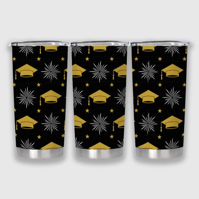 Gold Grad Cap 20oz Insulated Tumbler for Graduate Gifts