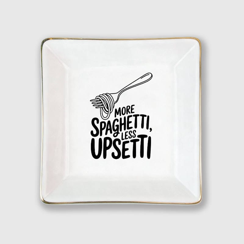 Funny Spaghetti Pun Square Ceramic Trinket Tray for Food Lovers