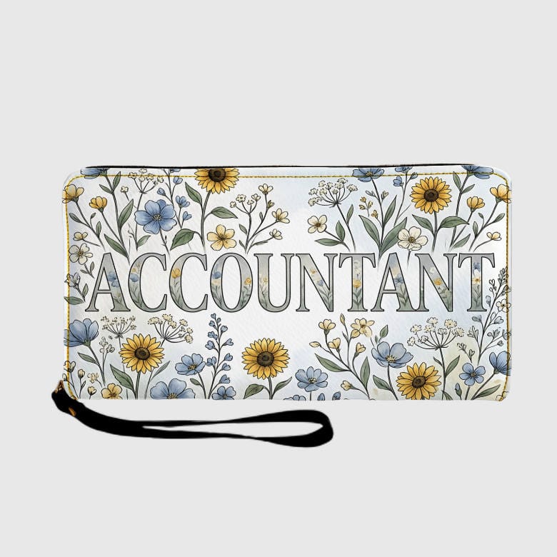 Wildflower Floral Zipper Wallet for Accountants Birthday Gift