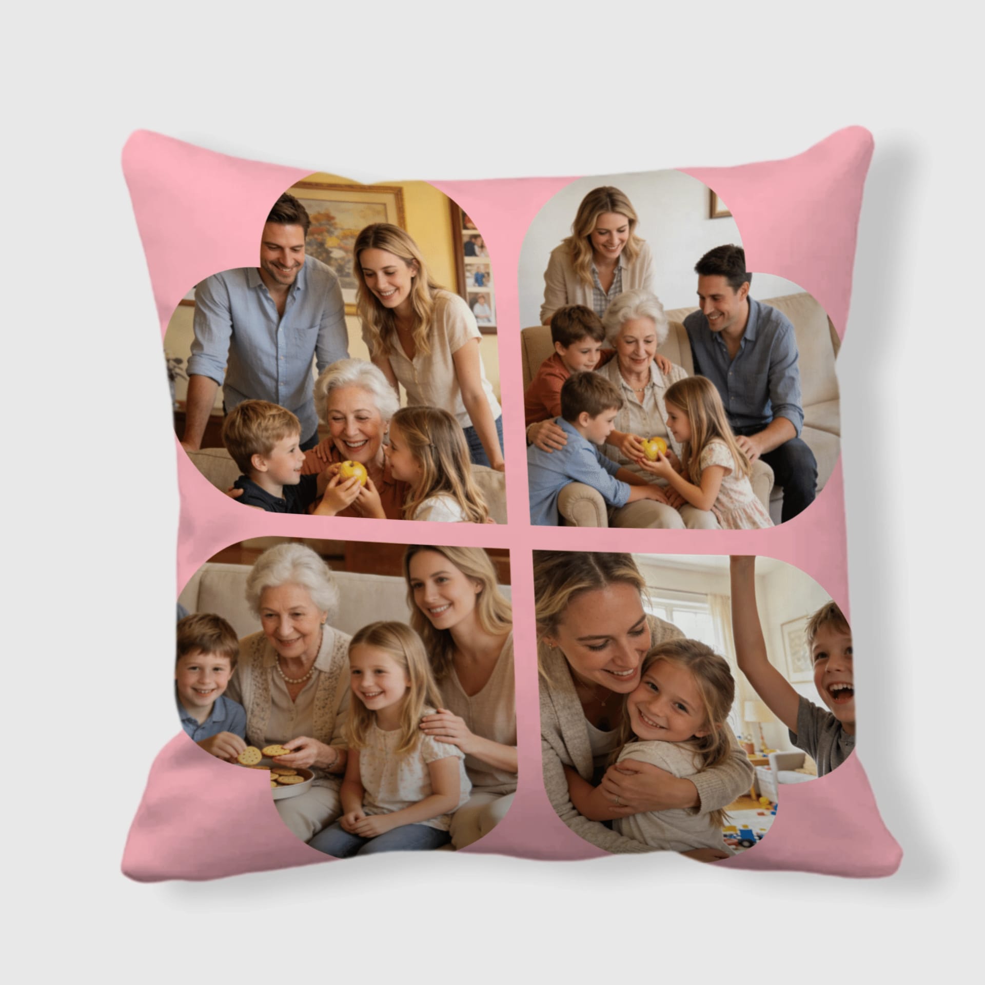 Custom Family Photo Collage Throw Pillow for Grandma Gifts
