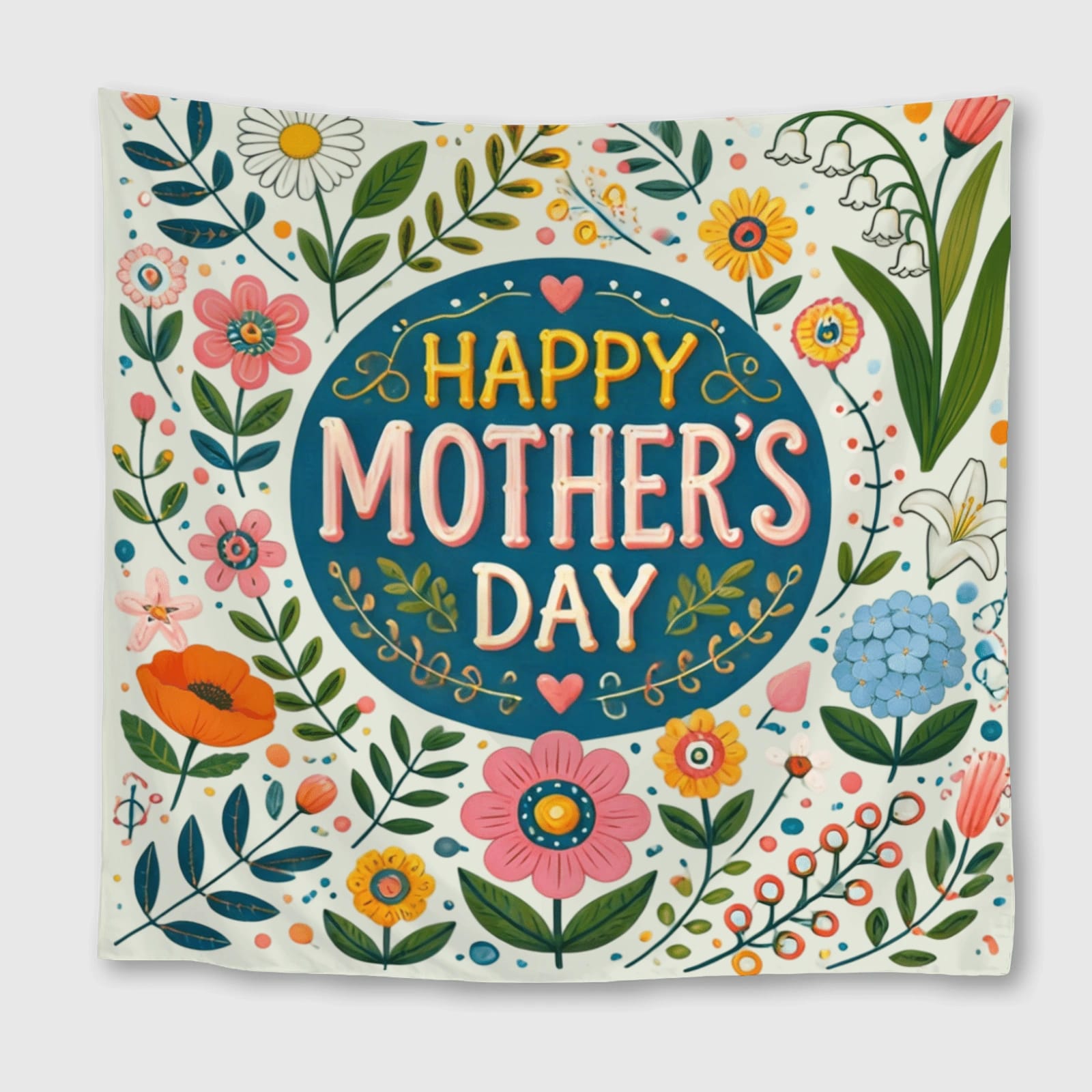 Floral Happy Mother's Day Square Towel for Mom Gift