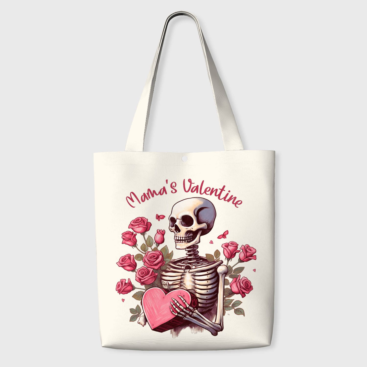 Skeleton Rose Print Tote Bag for Mom Valentine's Day Gift