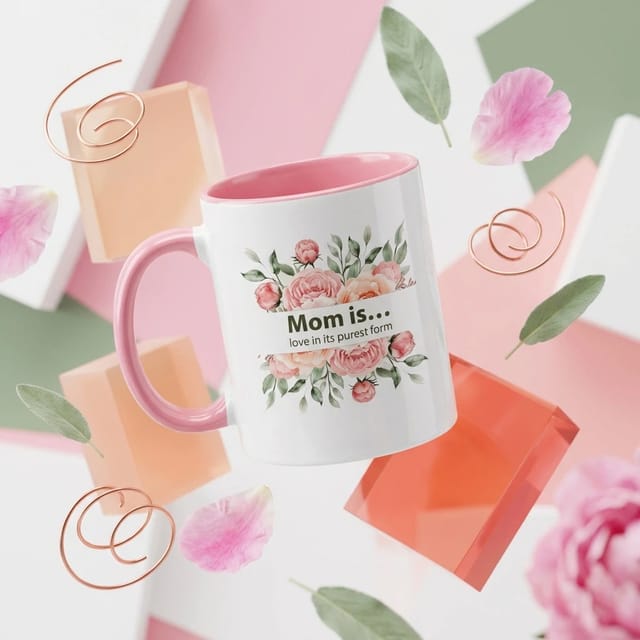 Personalized 11oz Pink Accent Floral Mug - Custom Mom Gift for Mother's Day