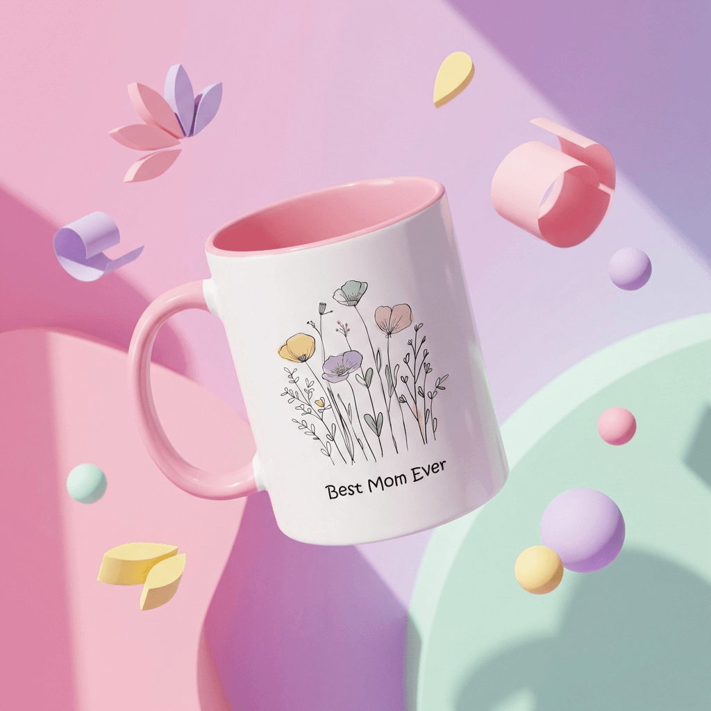 11oz Pink Accent 'Best Mom Ever' Mug - Mother's Day Gift - 1