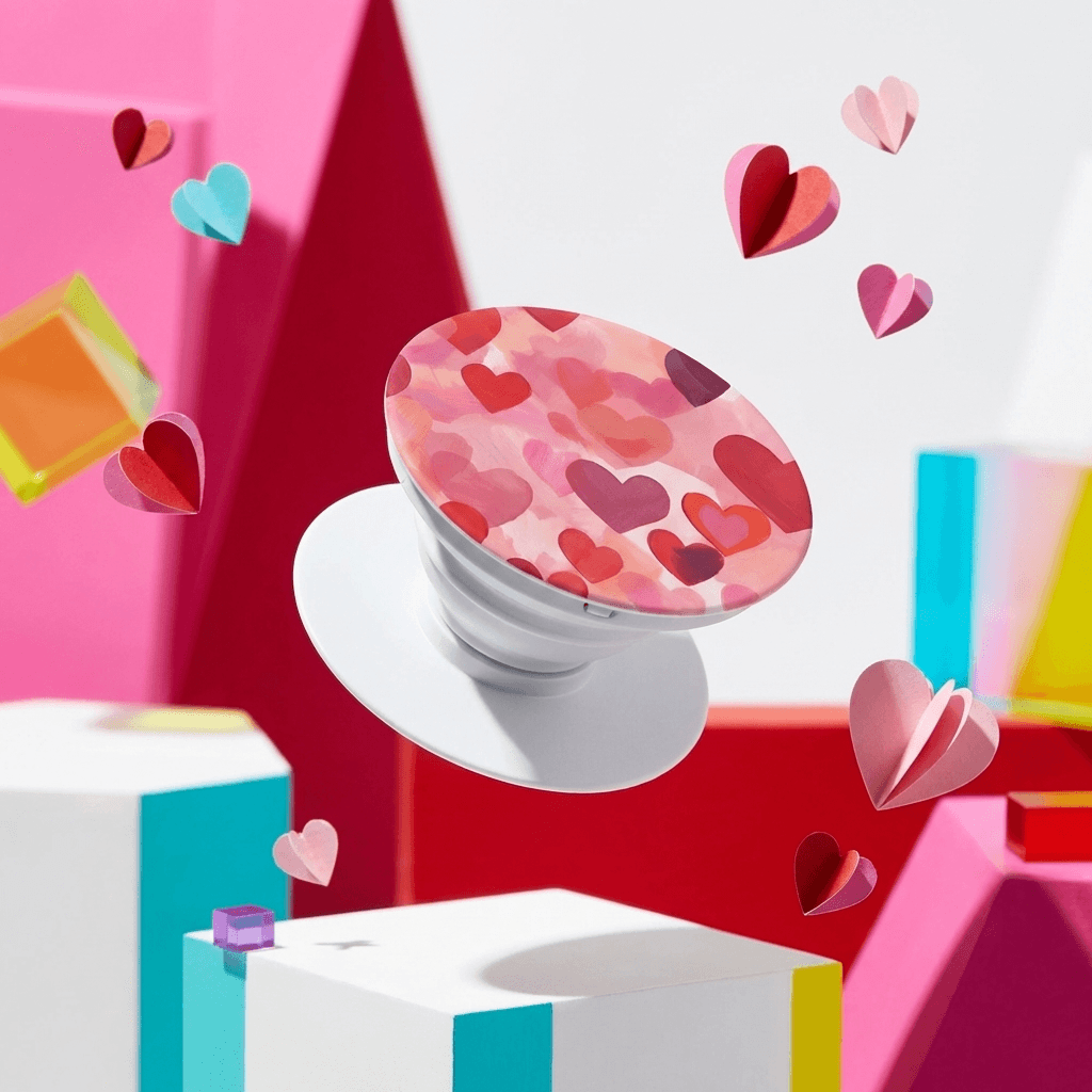 Personalized Watercolor Heart Phone Grip, Sweet Gift For Girlfriend, Mom & Besties