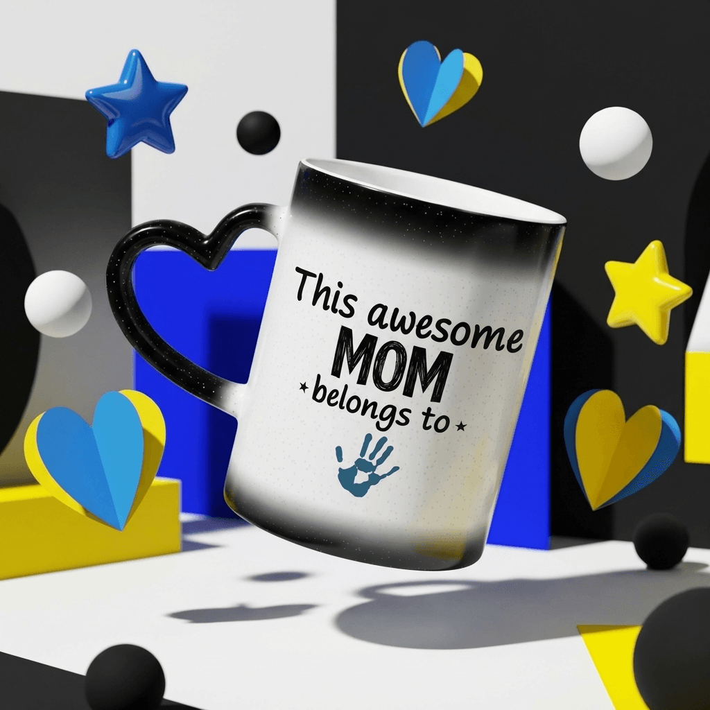 Starry Sky Color Changing Mug with Heart Handle for Mom Mother's Day Birthday Gift