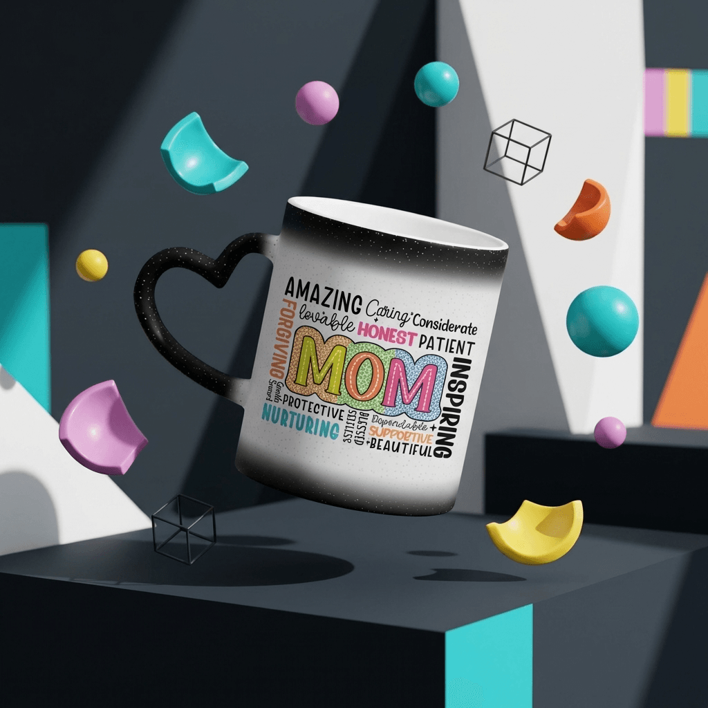 Starry Sky Heart Handle Color Changing Mug for Mom, Mother's Day & Birthday Gift